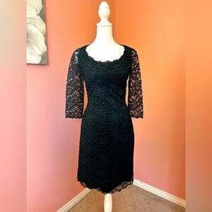 Vintage 90’s Saks of Fifth Avenue whimsygoth dark coquette black lace dress SZ 6